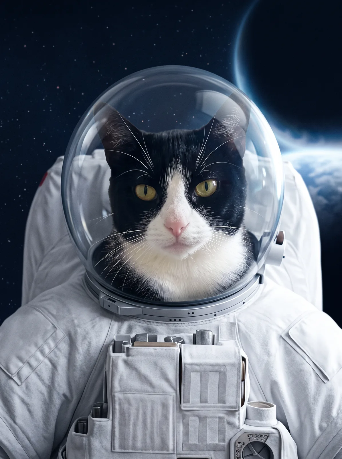 Astronaut portrait of an AI-generated sample pet