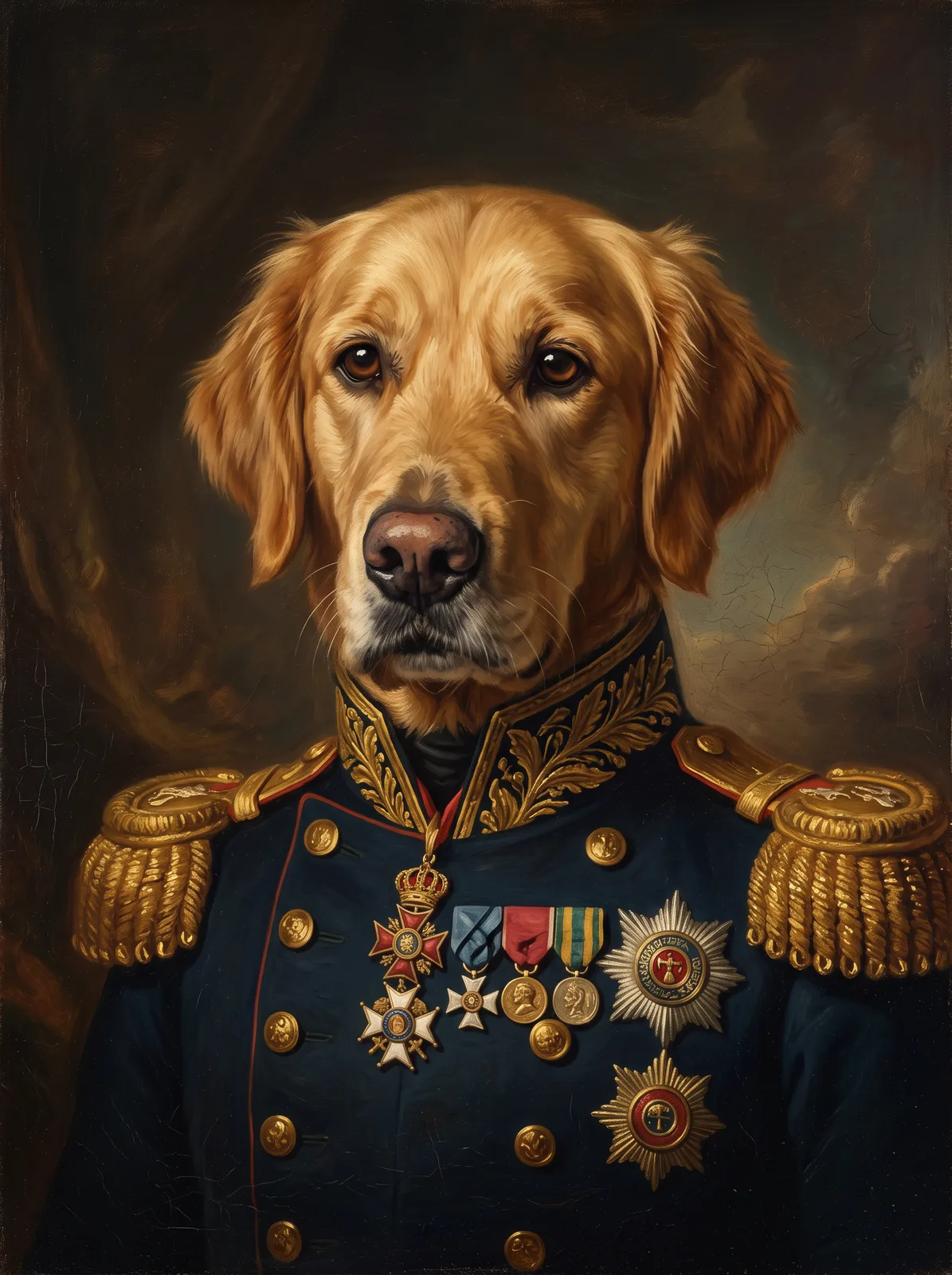 general portrait of the same AI-generated sample pet