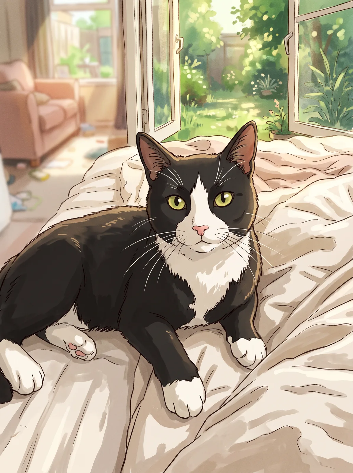 Japanese Animation portrait of an AI-generated sample pet