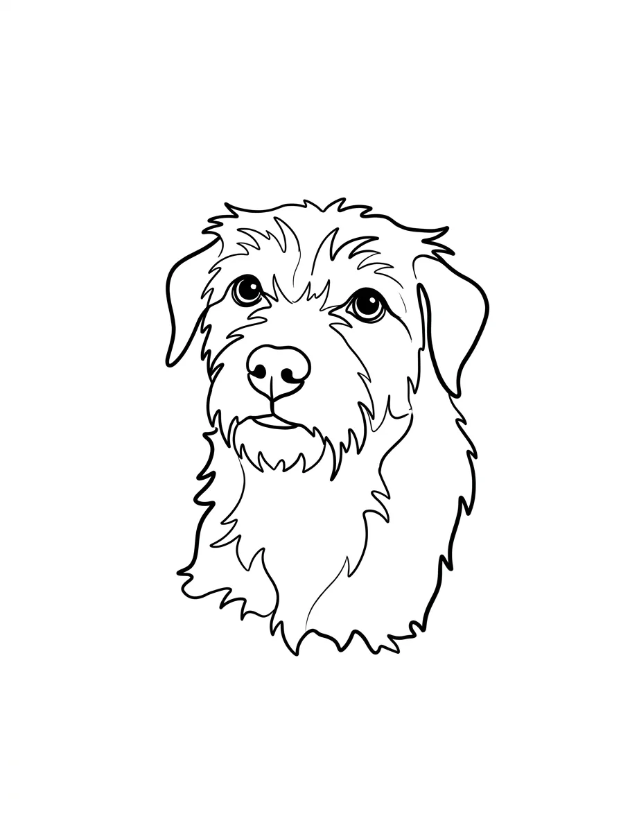line-art portrait of the same AI-generated sample pet