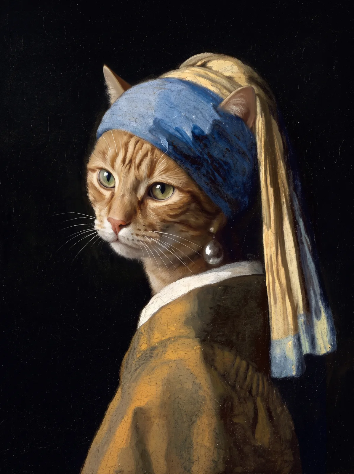 pearl-earring portrait of the same AI-generated sample pet