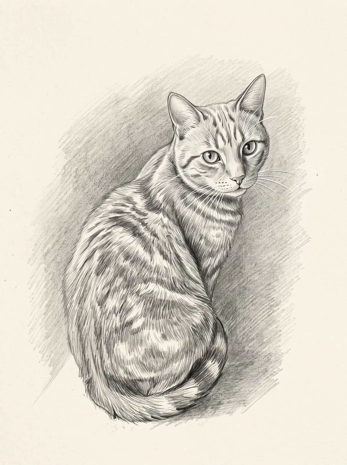 Pencil Sketch portrait of an AI-generated sample pet