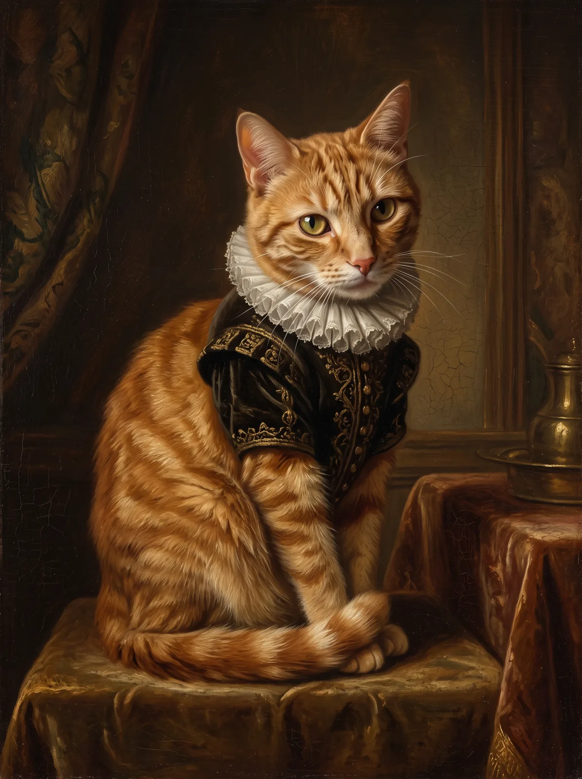 Renaissance portrait of an AI-generated sample pet