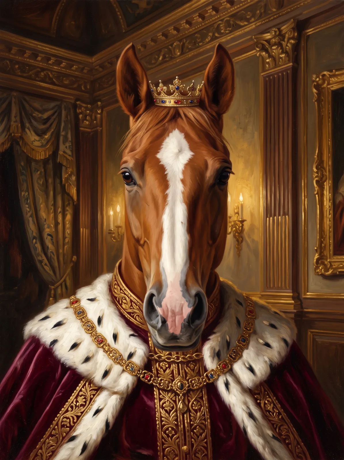 royal portrait of the same AI-generated sample pet