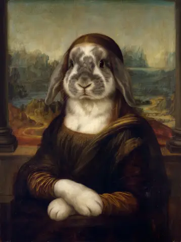 Mona Lisa AI portrait of the same sample rabbit