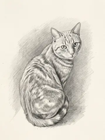 Pencil Sketch AI portrait of the same sample cat