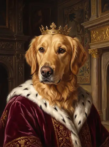 Royal AI portrait of the same sample dog