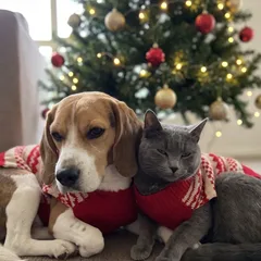 Christmas portrait of an AI-generated sample pet
