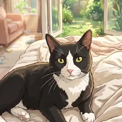 Japanese Animation portrait of an AI-generated sample pet