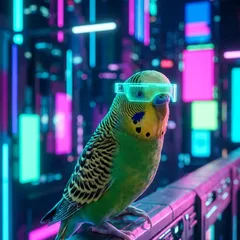 Neon Future portrait of an AI-generated sample pet