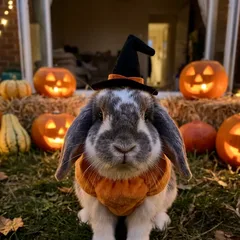 Halloween portrait of an AI-generated sample rabbit