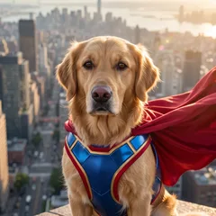 Superhero portrait of an AI-generated sample pet